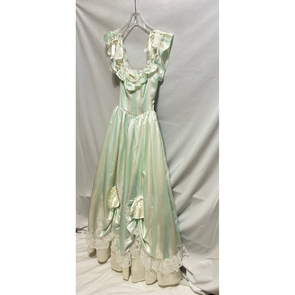 Vintage 1970 Jessica McClintock Gunne Sax Mint Strip Lace Southern Belle Gown 3 - Picture 13 of 16